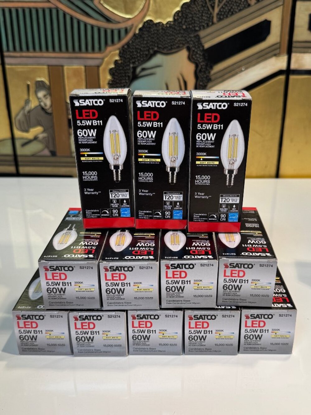 Set of 12 SATACO LED 5.5W / 60Watts B11 - Soft White T20